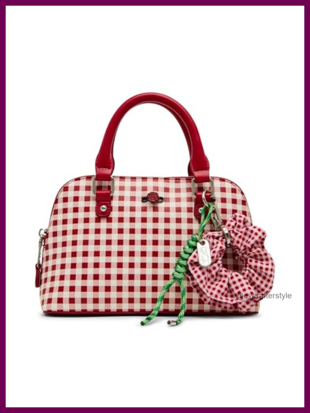 Mini Dome Satchel Crossbody Bag with Webbing Strap & Scrunchy Charm